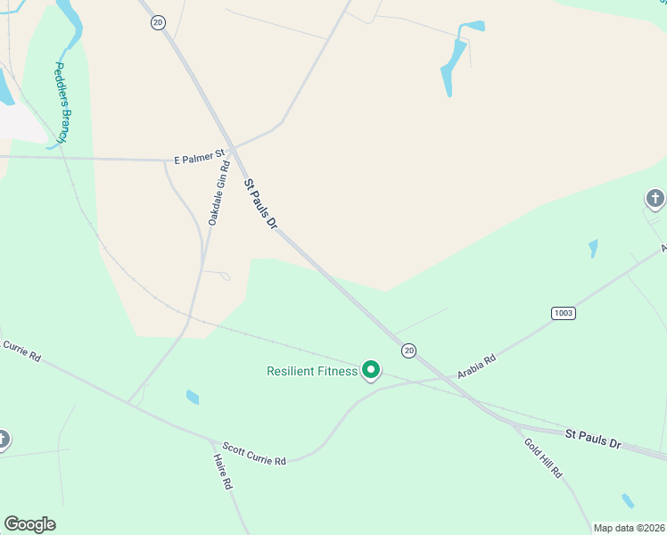 map of restaurants, bars, coffee shops, grocery stores, and more near 1495 Saint Pauls Drive in Raeford