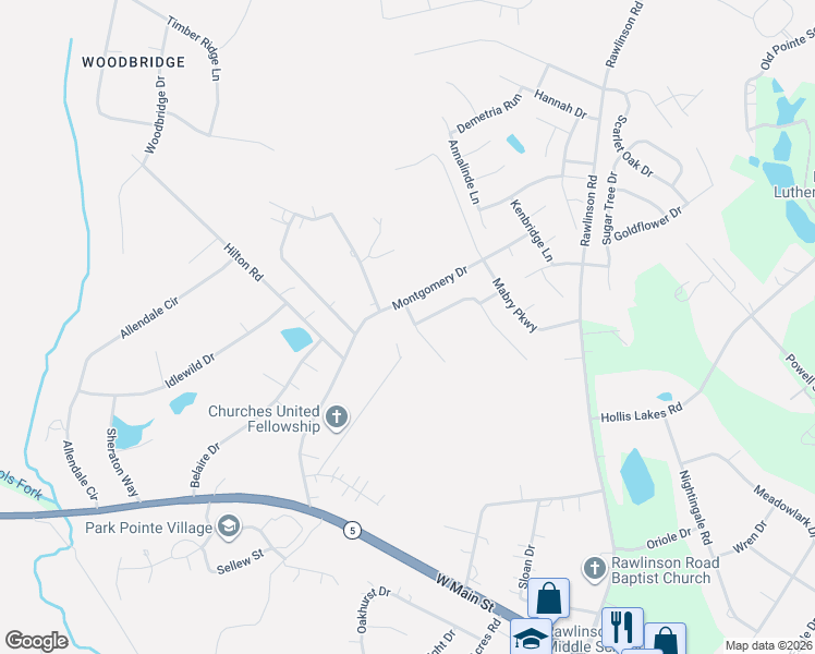 map of restaurants, bars, coffee shops, grocery stores, and more near 830 Woodway Lane in Rock Hill