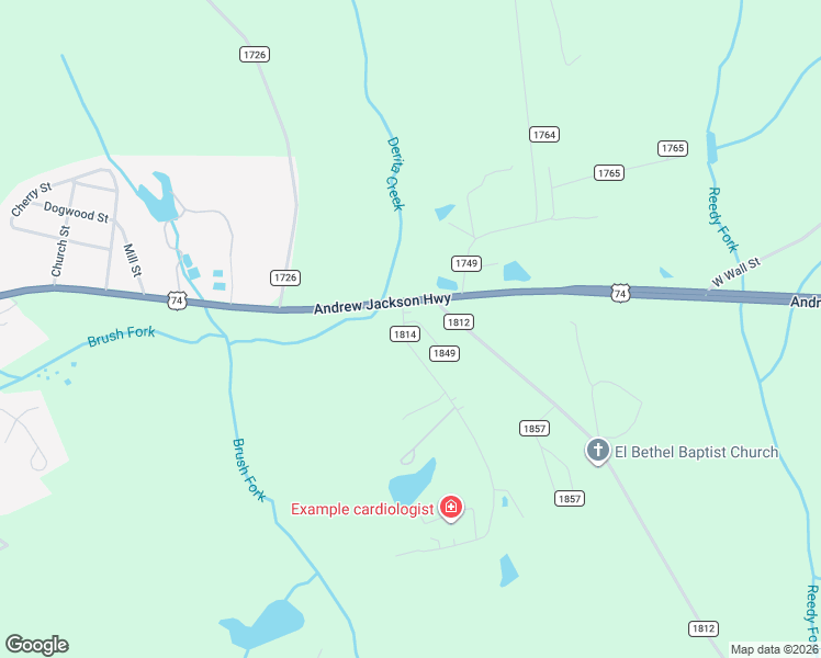 map of restaurants, bars, coffee shops, grocery stores, and more near 98 State Road 1814 in Wadesboro