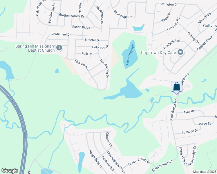 map of restaurants, bars, coffee shops, grocery stores, and more near 5024 Woodspring Drive in Hope Mills