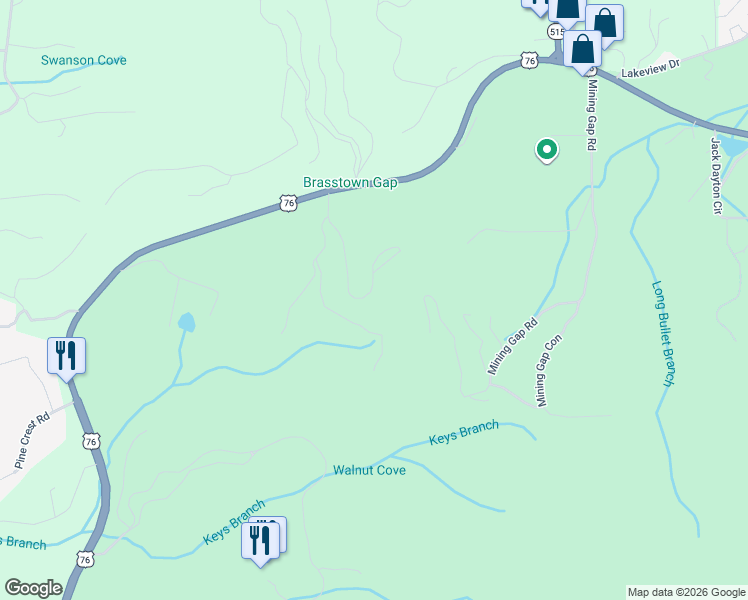map of restaurants, bars, coffee shops, grocery stores, and more near 4477 Twiggs Road in Young Harris