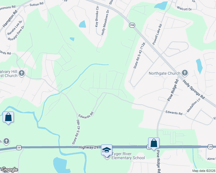 map of restaurants, bars, coffee shops, grocery stores, and more near 1222 Red Delicious Drive in Lyman