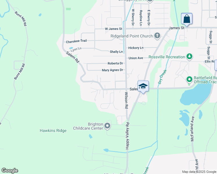 map of restaurants, bars, coffee shops, grocery stores, and more near 715 Dorothy Street in Rossville