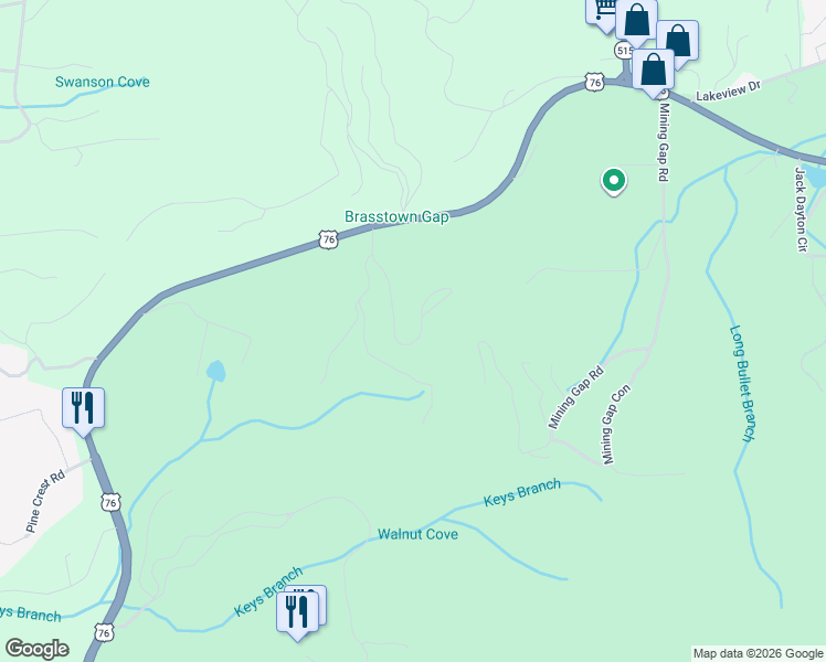 map of restaurants, bars, coffee shops, grocery stores, and more near 4477 Twiggs Road in Young Harris