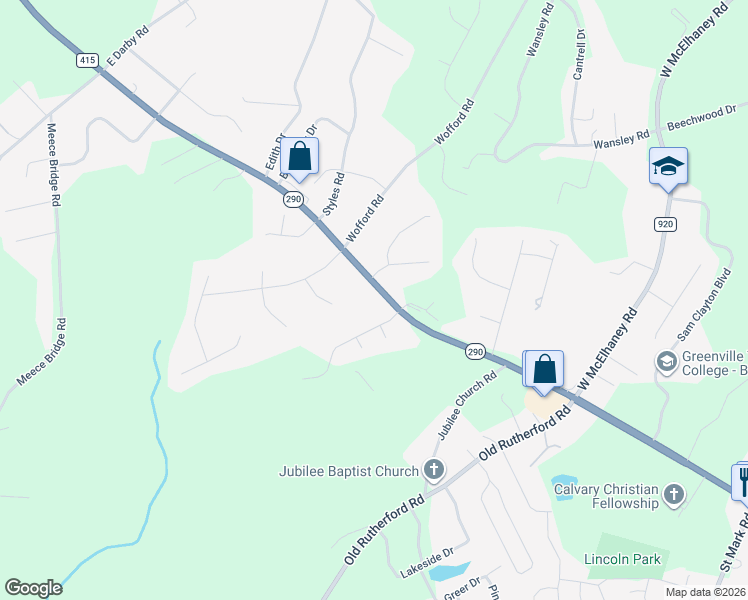 map of restaurants, bars, coffee shops, grocery stores, and more near 2823 Locust Hill Road in Taylors
