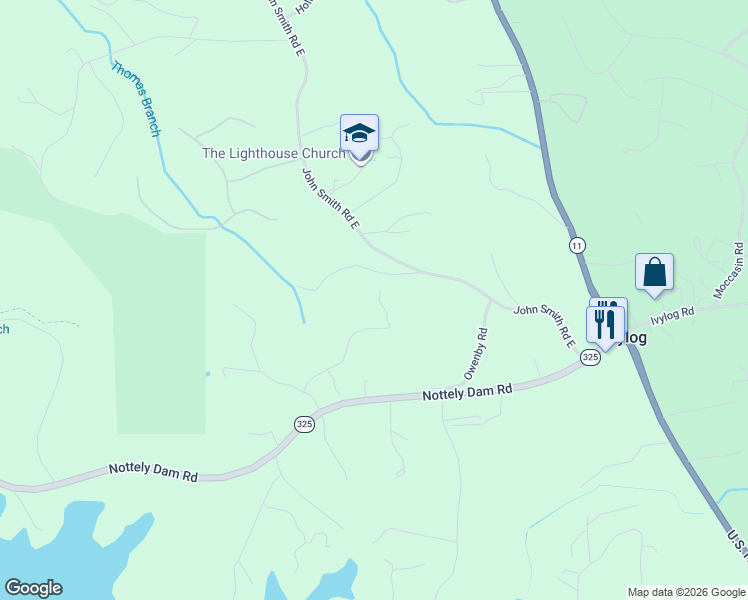 map of restaurants, bars, coffee shops, grocery stores, and more near 49 Thompson Drive in Blairsville