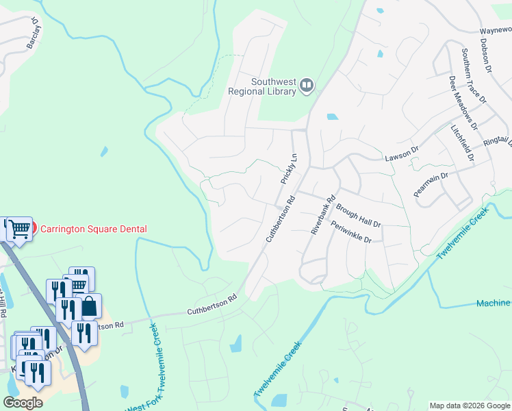 map of restaurants, bars, coffee shops, grocery stores, and more near 1200 Lightwood Road in Waxhaw