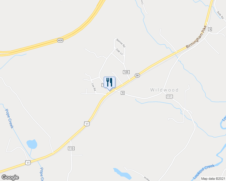 map of restaurants, bars, coffee shops, grocery stores, and more near 20659 U.S. 11 in Wildwood