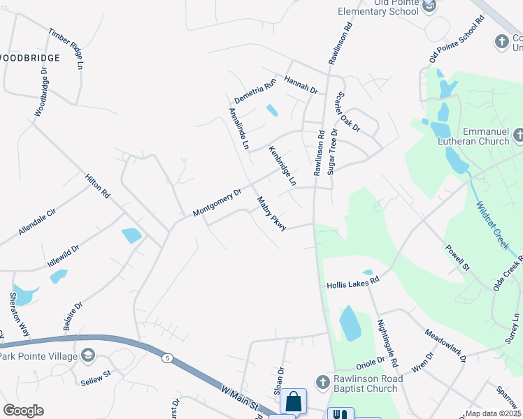 map of restaurants, bars, coffee shops, grocery stores, and more near 4669 Mabry Parkway in Rock Hill
