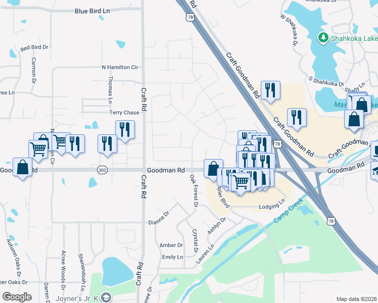 map of restaurants, bars, coffee shops, grocery stores, and more near 7085 Oak Forest Drive in Olive Branch