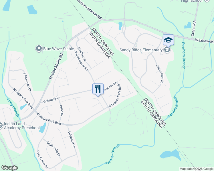 map of restaurants, bars, coffee shops, grocery stores, and more near 4245 Wiregrass Drive in Indian Land
