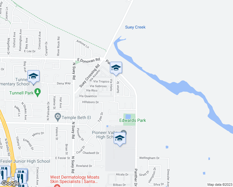map of restaurants, bars, coffee shops, grocery stores, and more near 1115 Sutter Street in Santa Maria