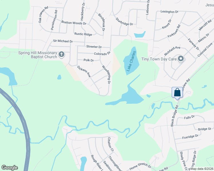 map of restaurants, bars, coffee shops, grocery stores, and more near 5039 Woodspring Drive in Hope Mills