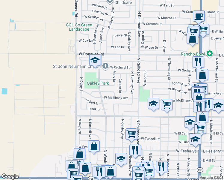 map of restaurants, bars, coffee shops, grocery stores, and more near 932 Gunner Street in Santa Maria