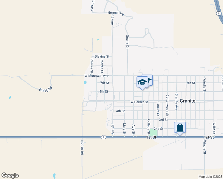 map of restaurants, bars, coffee shops, grocery stores, and more near 900 6th Street in Granite