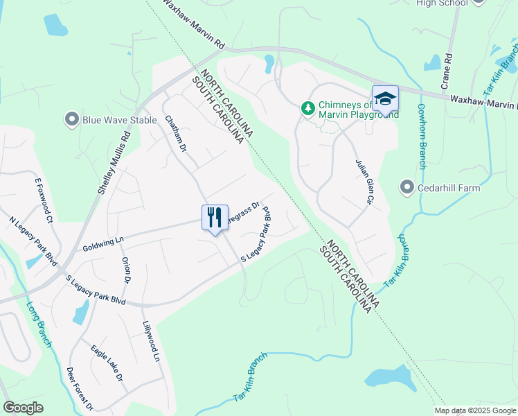 map of restaurants, bars, coffee shops, grocery stores, and more near 4278 Wiregrass Drive in Indian Land