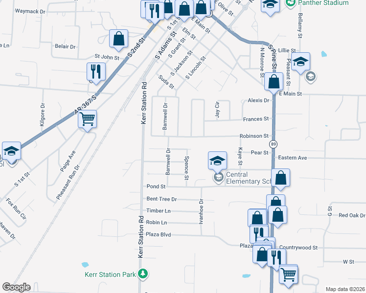 map of restaurants, bars, coffee shops, grocery stores, and more near 64 Pear Street in Cabot