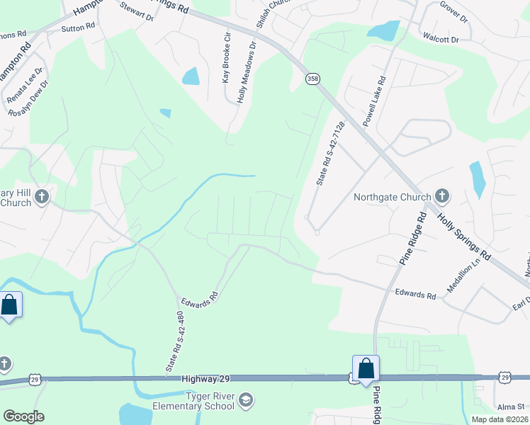map of restaurants, bars, coffee shops, grocery stores, and more near 141 State Road S-42-7128 in Lyman