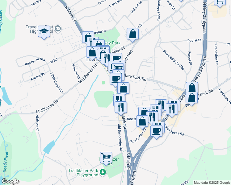 map of restaurants, bars, coffee shops, grocery stores, and more near U.S. 276 in Travelers Rest