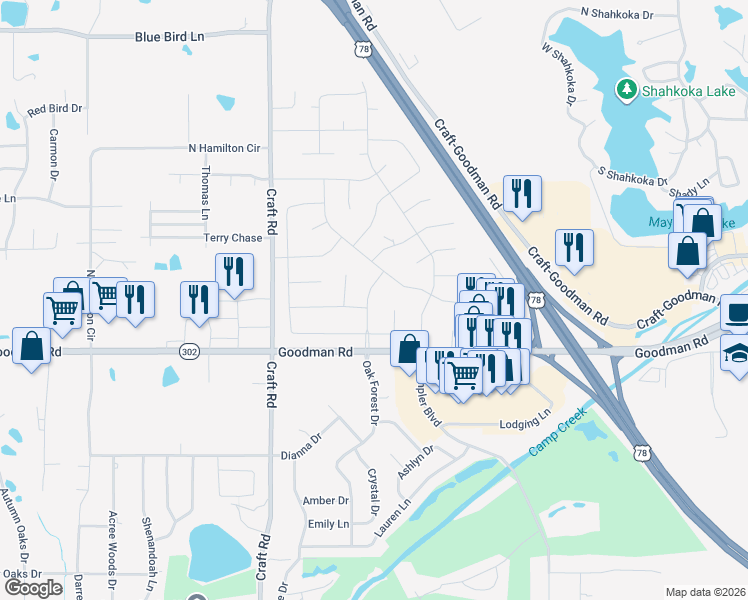 map of restaurants, bars, coffee shops, grocery stores, and more near 7085 Oak Forest Drive in Olive Branch