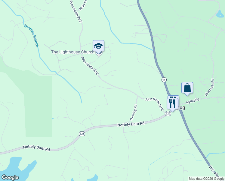 map of restaurants, bars, coffee shops, grocery stores, and more near 49 Thompson Drive in Blairsville
