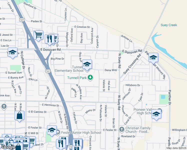 map of restaurants, bars, coffee shops, grocery stores, and more near 1215 Lucia Court in Santa Maria