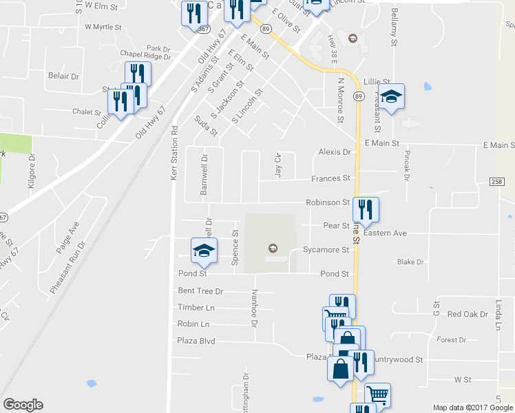 map of restaurants, bars, coffee shops, grocery stores, and more near 51 Robinson Street in Cabot