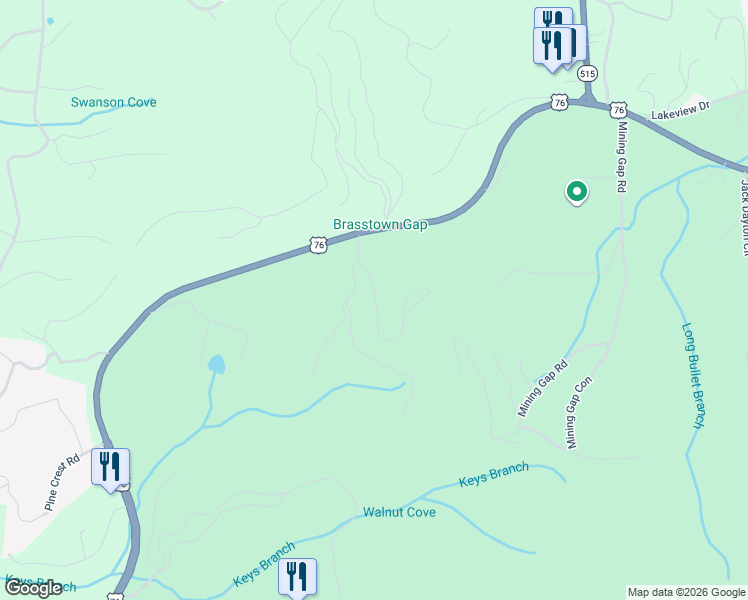 map of restaurants, bars, coffee shops, grocery stores, and more near 4388 Twiggs Road in Young Harris