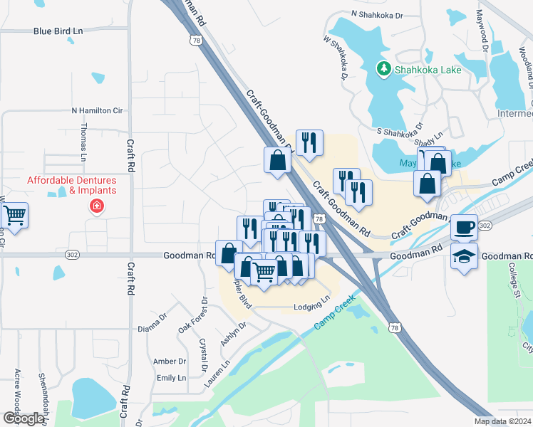 map of restaurants, bars, coffee shops, grocery stores, and more near 7448 Kingcrest Cove in Olive Branch