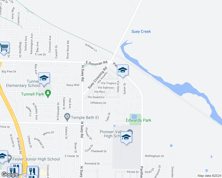 map of restaurants, bars, coffee shops, grocery stores, and more near 1206 Via Felice in Santa Maria