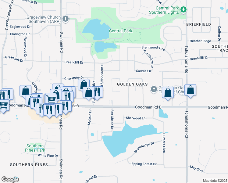 map of restaurants, bars, coffee shops, grocery stores, and more near 7167 Arcastle Loop East in Southaven