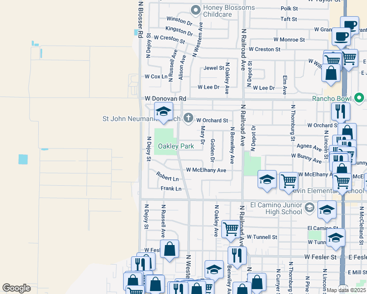 map of restaurants, bars, coffee shops, grocery stores, and more near 1306 North Western Avenue in Santa Maria