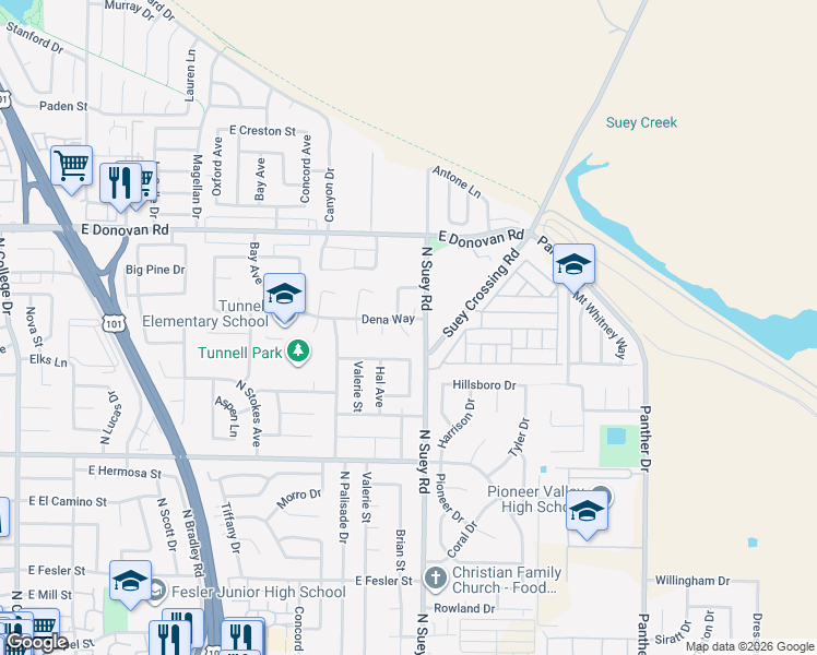 map of restaurants, bars, coffee shops, grocery stores, and more near 1222 Marsha Court in Santa Maria