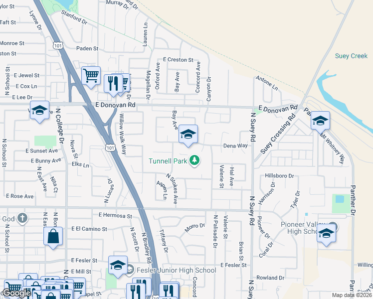 map of restaurants, bars, coffee shops, grocery stores, and more near 1248 Dena Way in Santa Maria