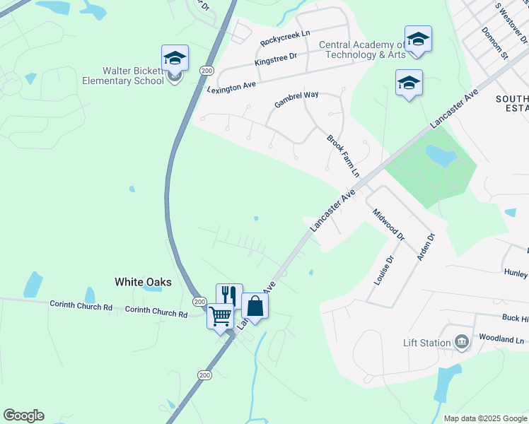 map of restaurants, bars, coffee shops, grocery stores, and more near 2108 Lancaster Avenue in Monroe