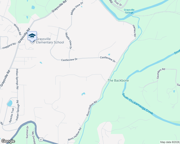 map of restaurants, bars, coffee shops, grocery stores, and more near 180 Eagleview Drive in Ringgold