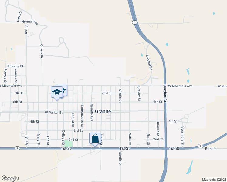 map of restaurants, bars, coffee shops, grocery stores, and more near 706 Elm Street in Granite