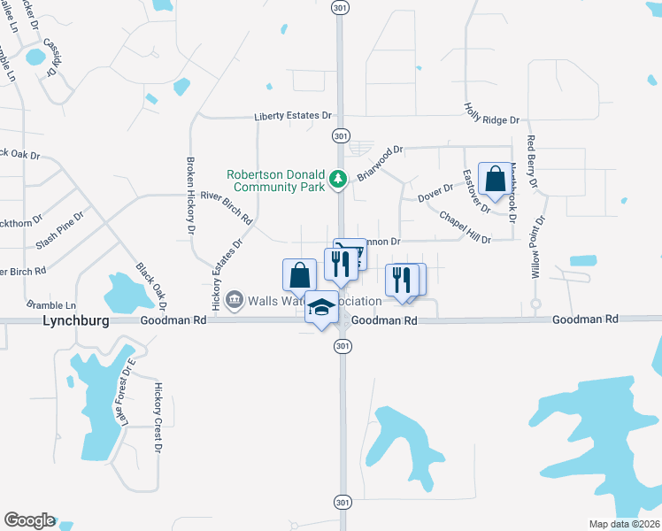 map of restaurants, bars, coffee shops, grocery stores, and more near 7164 Mississippi 301 in Horn Lake