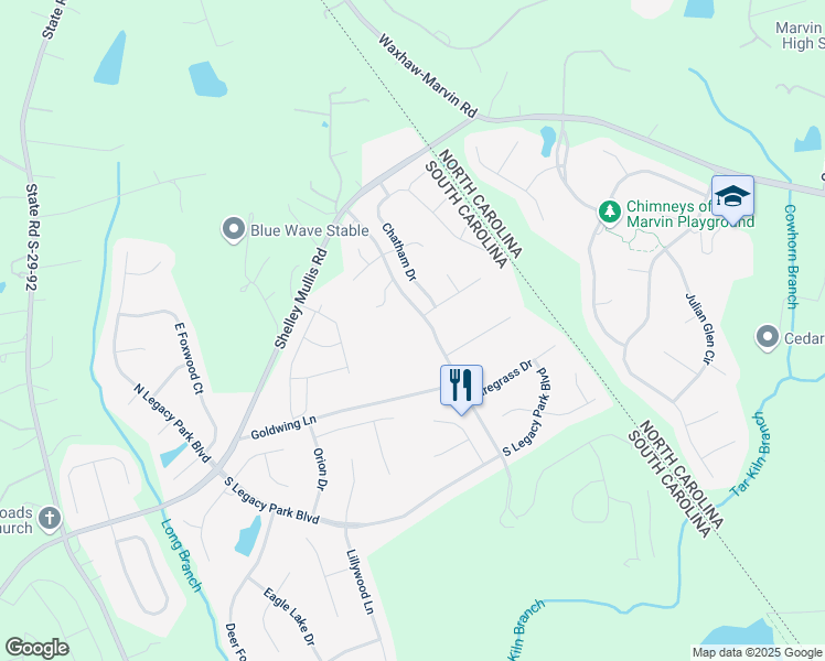 map of restaurants, bars, coffee shops, grocery stores, and more near 8521 Vance Baker Road in Fort Mill