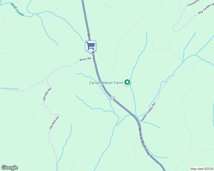 map of restaurants, bars, coffee shops, grocery stores, and more near 3633 Mineral Bluff Highway in Mineral Bluff