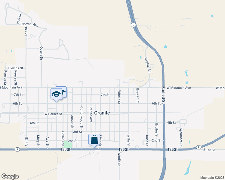 map of restaurants, bars, coffee shops, grocery stores, and more near 706 Elm Street in Granite