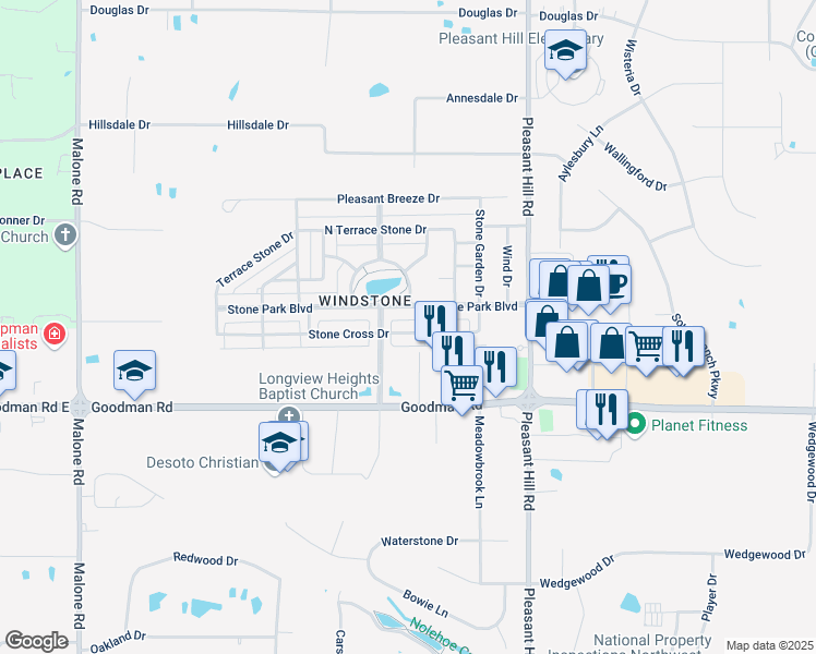 map of restaurants, bars, coffee shops, grocery stores, and more near 4780 Stone Cross Drive in Olive Branch