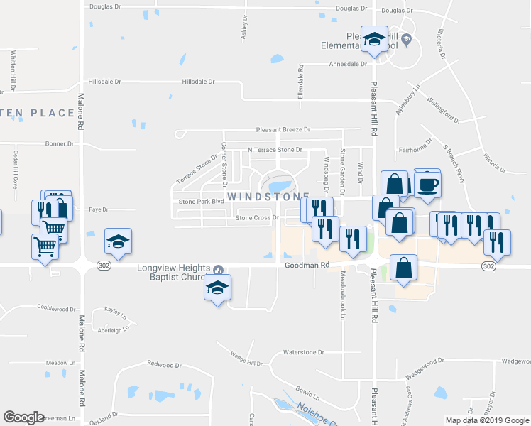 map of restaurants, bars, coffee shops, grocery stores, and more near 4698 Stone Cross Drive in Olive Branch