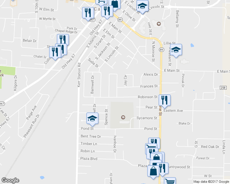 map of restaurants, bars, coffee shops, grocery stores, and more near 15 Meadowlark Drive in Cabot
