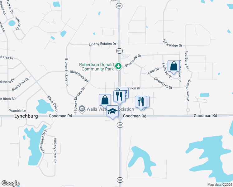 map of restaurants, bars, coffee shops, grocery stores, and more near 7164 Mississippi 301 in Horn Lake