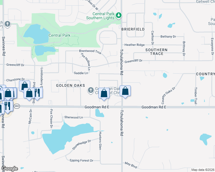 map of restaurants, bars, coffee shops, grocery stores, and more near 1880 Pecan Grove Drive in Southaven
