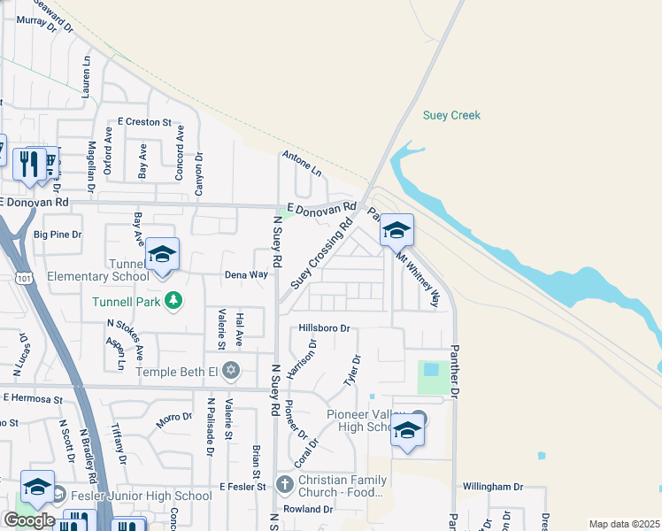 map of restaurants, bars, coffee shops, grocery stores, and more near 1605 Via Tropico in Santa Maria