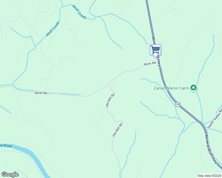 map of restaurants, bars, coffee shops, grocery stores, and more near 4 Old Mill Road in Mineral Bluff