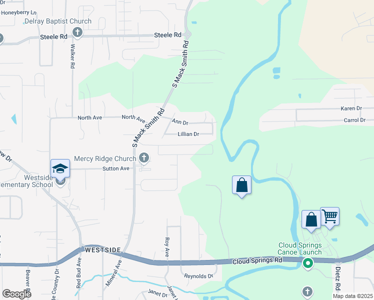 map of restaurants, bars, coffee shops, grocery stores, and more near 574 South Mack Smith Road in Rossville
