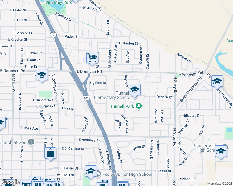 map of restaurants, bars, coffee shops, grocery stores, and more near 1322 Oxford Avenue in Santa Maria